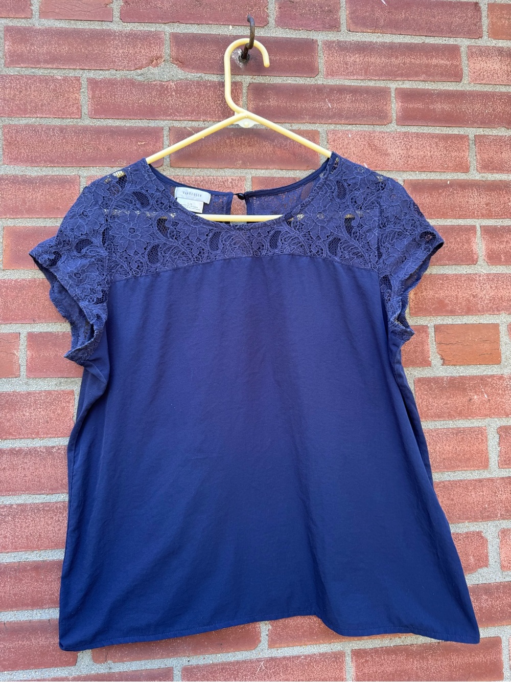 Van Heusen Lace Cap Sleeve Blouse L
